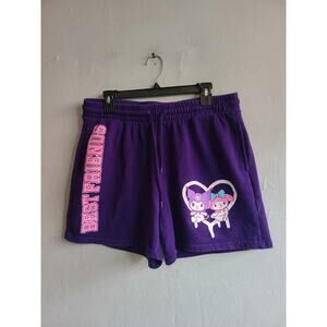 Women's large purple sweatpants shorts My Melody Kuromi best friends